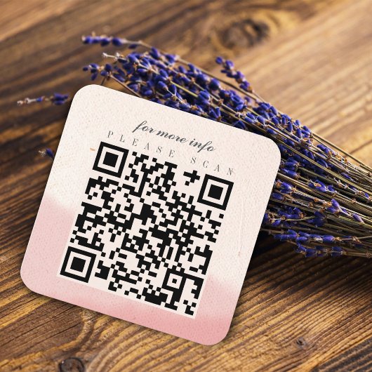 Minimalistische Blush Bloom Bold Script QR Code We Informatiekaartje