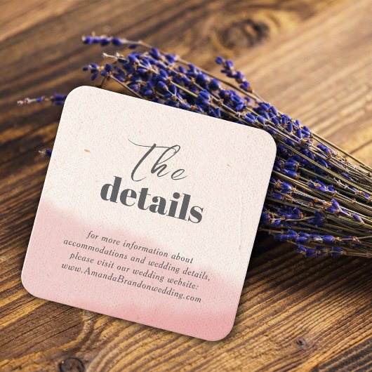 Minimalistische Blush Bloom Bold Script QR Code We Informatiekaartje