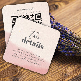 Minimalistische Blush Bloom Bold Script QR Code We Informatiekaartje