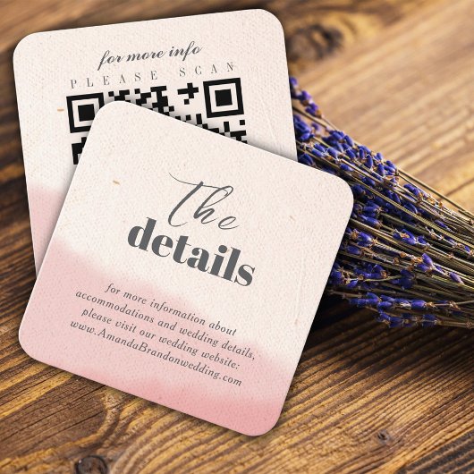 Minimalistische Blush Bloom Bold Script QR Code We Informatiekaartje