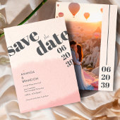 Minimalistische Blush & Bloom Bold Script Trouwfot Save The Date