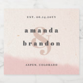 Minimalistische Blush Bloom Bold Script Trouwpaar Sparkling Wijnetiket (Enkel label)
