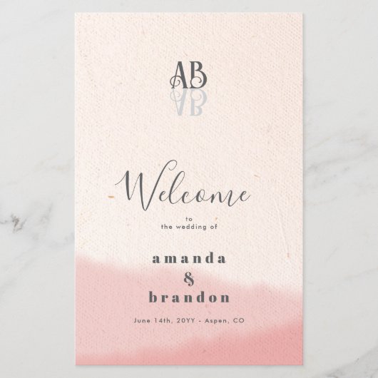 Minimalistische Blush Bloom Bold Script Wedding Pr (Voorkant)