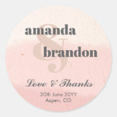 Minimalistische Blush & Bloom Bold Script Wedding  Ronde Sticker (Voorkant)