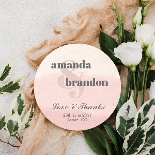Minimalistische Blush & Bloom Bold Script Wedding  Ronde Sticker