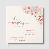 Minimalistische Blush Boho Floral bruiloft gastenb Gastenboek (Voorkant)