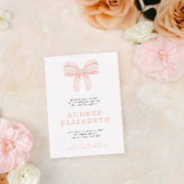 Minimalistische Blush Coquette Bow Meisjes Verjaar Kaart