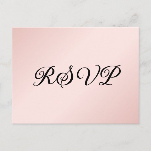 Minimalistische Blush en Black Wedding RSVP-Briefk Uitnodiging Briefkaart (Voorkant)