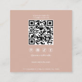 Minimalistische Blush en Witte Fotocamera QR Code Vierkante Visitekaartje (Achterkant)