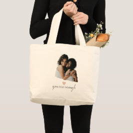 Minimalistische Blush Heart - Je bent genoeg - Grote Tote Bag