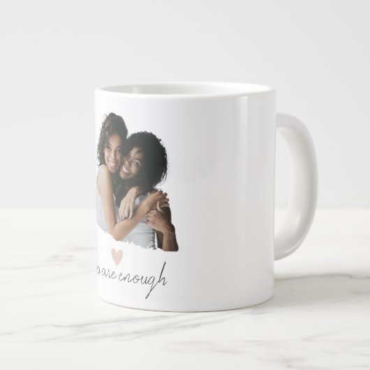 Minimalistische Blush Heart-Mok - Je bent genoeg Grote Koffiekop (Voorkant rechts)