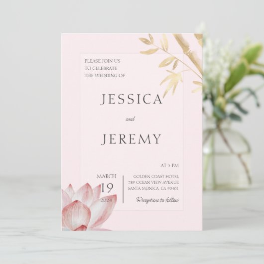 Minimalistische Blush Japans Bamboe Aziatisch Brui Kaart (Staand voorkant)