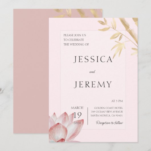 Minimalistische Blush Japans Bamboe Aziatisch Brui Kaart (Voorkant / Achterkant)