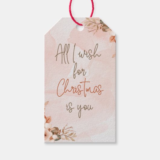 Minimalistische Blush Koppel Kerstcadeautag Cadeaulabel (Voorkant)