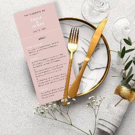 Minimalistische Blush-omgekeerde trouwkaart | QR | Menu