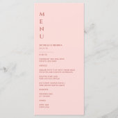 Minimalistische Blush Pink Bruiloft Menu (Voorkant)