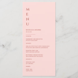 Minimalistische Blush Pink Bruiloft Menu