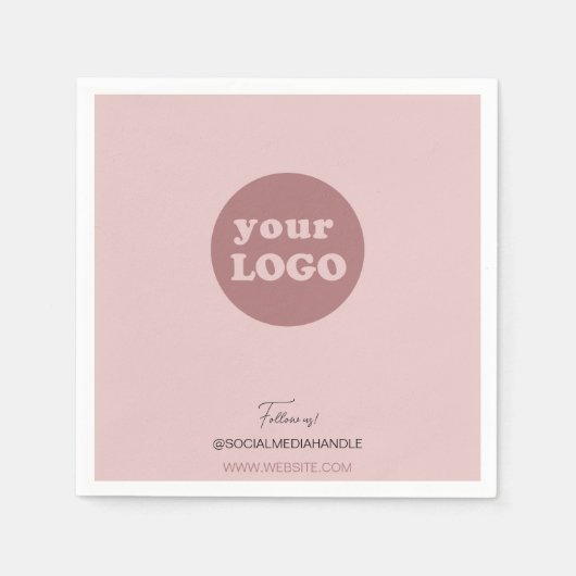 Minimalistische Blush Pink Custom Business Logo Servet (Voorkant)
