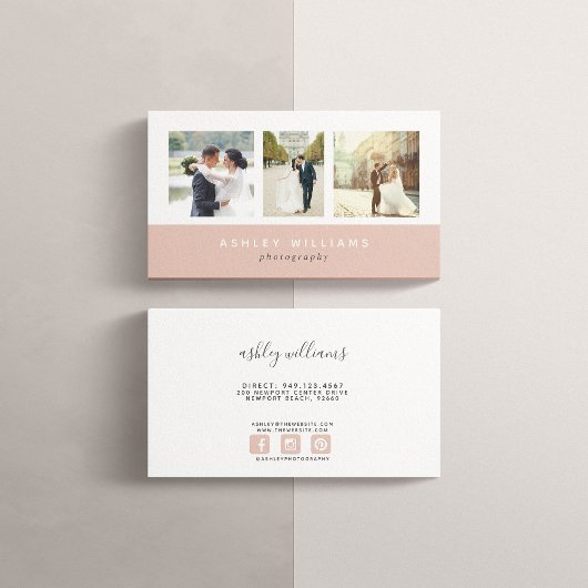 Minimalistische Blush Pink fotocollage fotograaf Visitekaartje