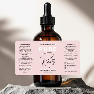 Minimalistische Blush Pink Hair Oil Dropper Fles Etiket