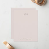 Minimalistische Blush Pink Monogram Note Kaart Notitiekaartje (Voorkant / Achterkant in situ)