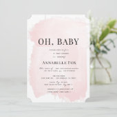 Minimalistische Blush Pink Waterverf Baby shower Kaart (Staand voorkant)