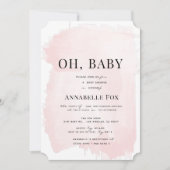 Minimalistische Blush Pink Waterverf Baby shower Kaart (Voorkant)