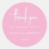 Minimalistische Blush Roze bruiloft Ronde Sticker (Voorkant)