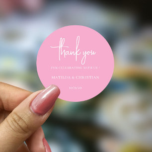 Minimalistische Blush Roze bruiloft Ronde Sticker