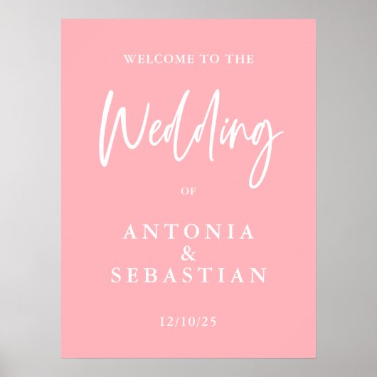 Minimalistische Blush Roze Bruiloft Welkom Poster (Voorkant)