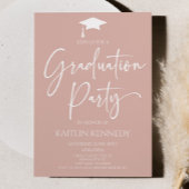 Minimalistische Blush Roze Elegant Graduation Part Kaart