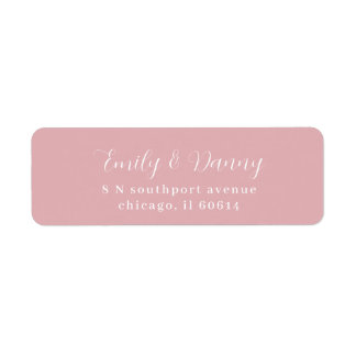 Minimalistische Blush Roze Elegant Trouwadres Etiket