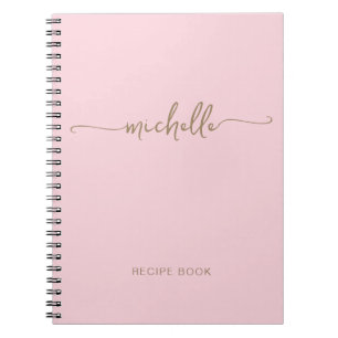 Minimalistische Blush Roze Girly Goud Monogram Naa Notitieboek