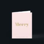 Minimalistische Blush Roze & Goud Vrolijk Kerstfee Feestdagen Kaart<br><div class="desc">Deze minimalistische en moderne "Merry" kerstvakantie kaart heeft een blush roze achtergrond met een woord "Merry" in faux / fake gouden folie. Personaliseer het voor uw behoeften</div>