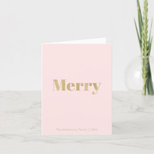 Minimalistische Blush Roze & Goud Vrolijk Kerstfee Feestdagen Kaart