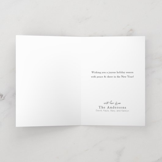 Minimalistische Blush Roze & Goud Vrolijk Kerstfee Folie Wenskaart (Binnenlaag)