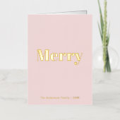 Minimalistische Blush Roze & Goud Vrolijk Kerstfee Folie Wenskaart (Voorkant)