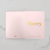 Minimalistische Blush Roze & Goud Vrolijk Kerstfee Folie Wenskaart (Buiten Laag)