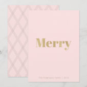 Minimalistische Blush Roze & Goud Vrolijke Kerst K Feestdagenkaart (Voorkant / Achterkant)