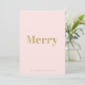 Minimalistische Blush Roze & Goud Vrolijke Kerst K Feestdagenkaart (Staand voorkant)