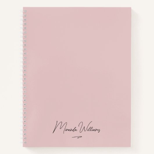 Minimalistische Blush Roze Handgeschreven Aangepas Notitieboek (Voorkant)