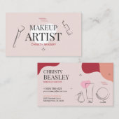 Minimalistische Blush Roze Make-up Artiest Visitekaartje (Voorkant / Achterkant)