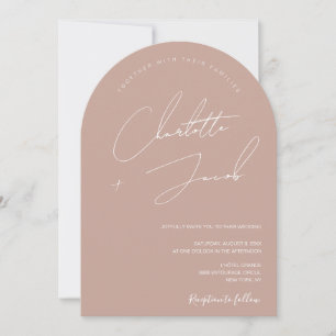 Minimalistische Blush Roze Moderne Script boog bru Kaart