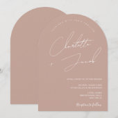 Minimalistische Blush Roze Moderne Script boog bru Kaart (Voorkant / Achterkant)