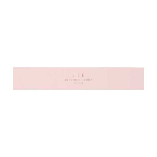 Minimalistische Blush Roze Monogram Bruiloft Uitnodigingen Wikkel (Vlak)