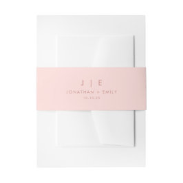 Minimalistische Blush Roze Monogram Bruiloft Uitnodigingen Wikkel