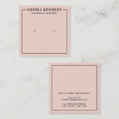 Minimalistische Blush Roze Oorbel Display Kaart Vierkante Visitekaartje (Voorkant / Achterkant)