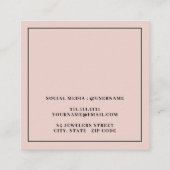 Minimalistische Blush Roze Oorbel Display Kaart Vierkante Visitekaartje (Achterkant)