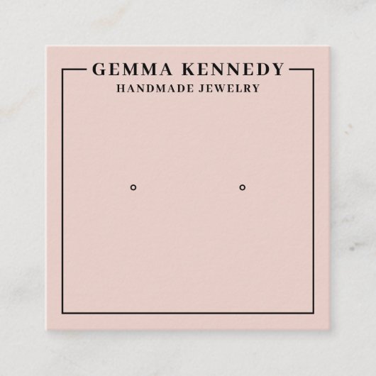 Minimalistische Blush Roze Oorbel Display Kaart Vierkante Visitekaartje (Voorkant)