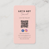 Minimalistische Blush Roze QR Code Verbind met ons Visitekaartje (Voorkant)